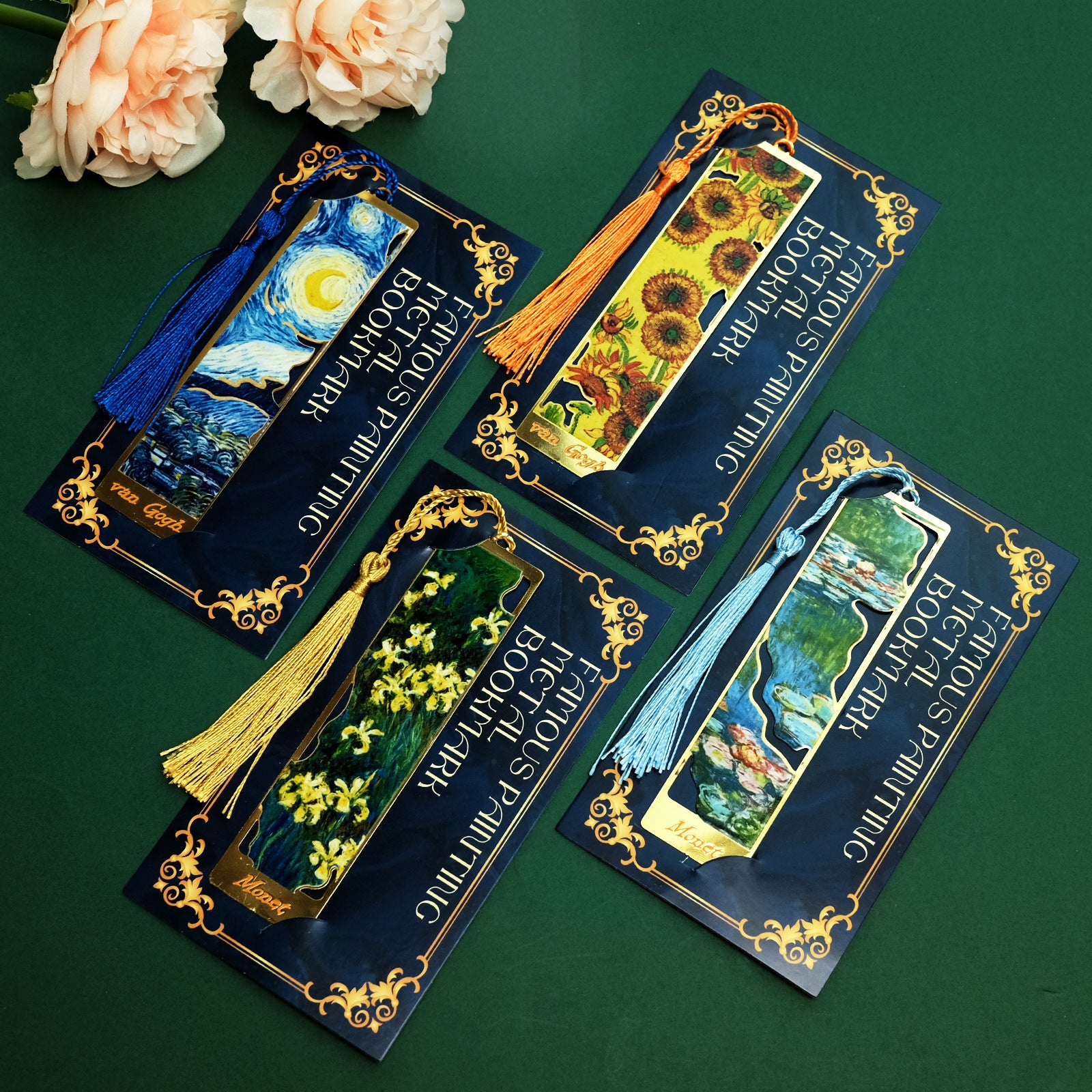 Wholesale Vintage Famous Painting Oil Painting Style Metal Bookmark Hollow Reading Book Page Clip Hand Account Pendant Metal Bookmark