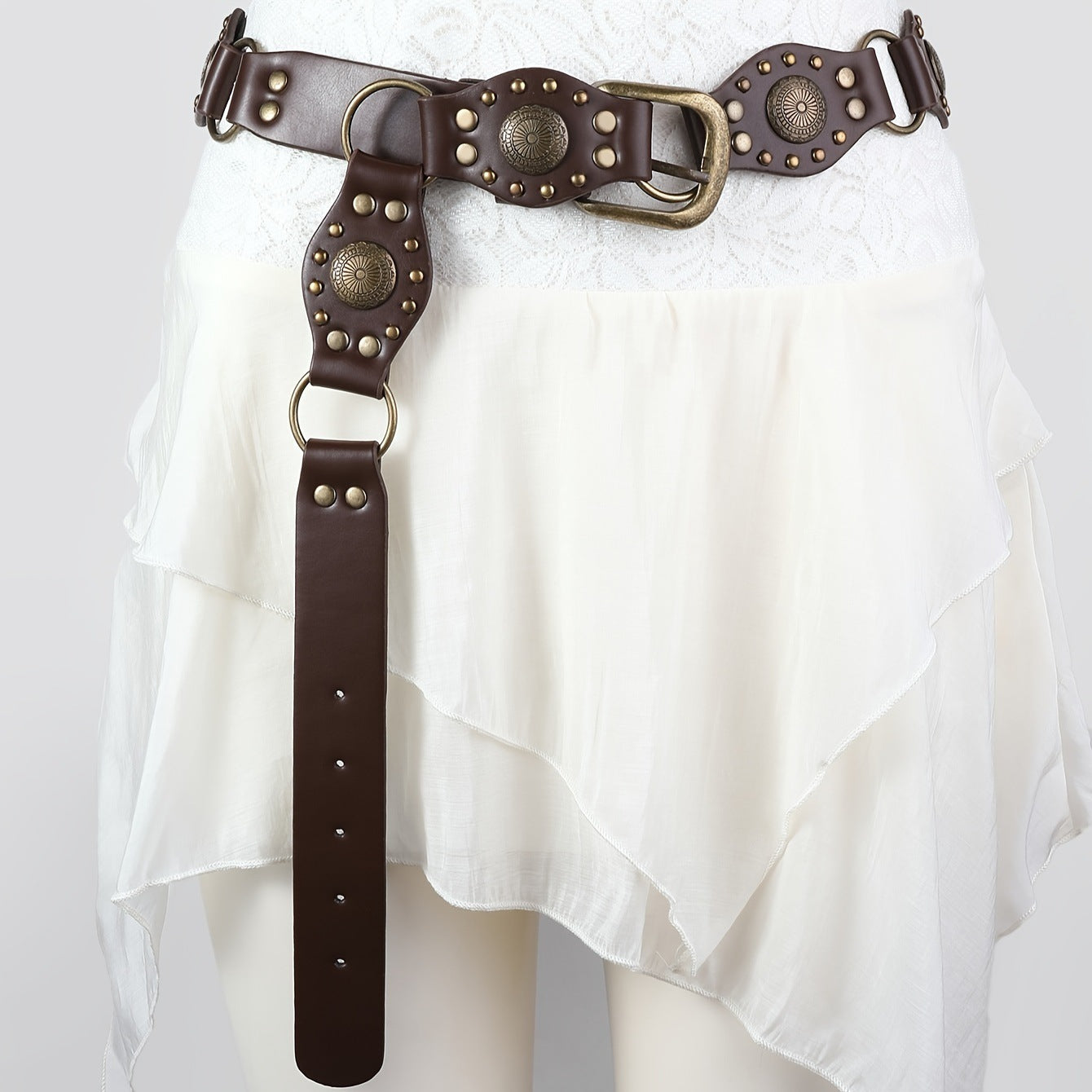 Wholesale Retro American Hottie Rivet Eyelet Splicing Punk Metal Buckle Waist Belt