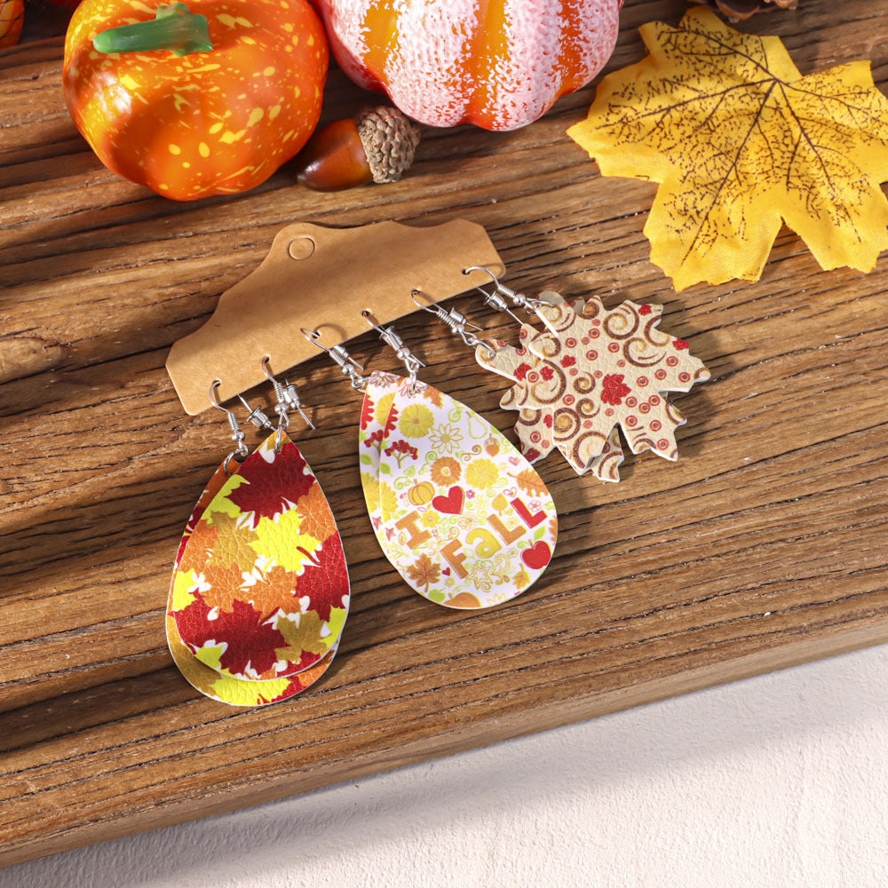 Wholesale Thanksgiving Maple Leaf Pumpkin earrings