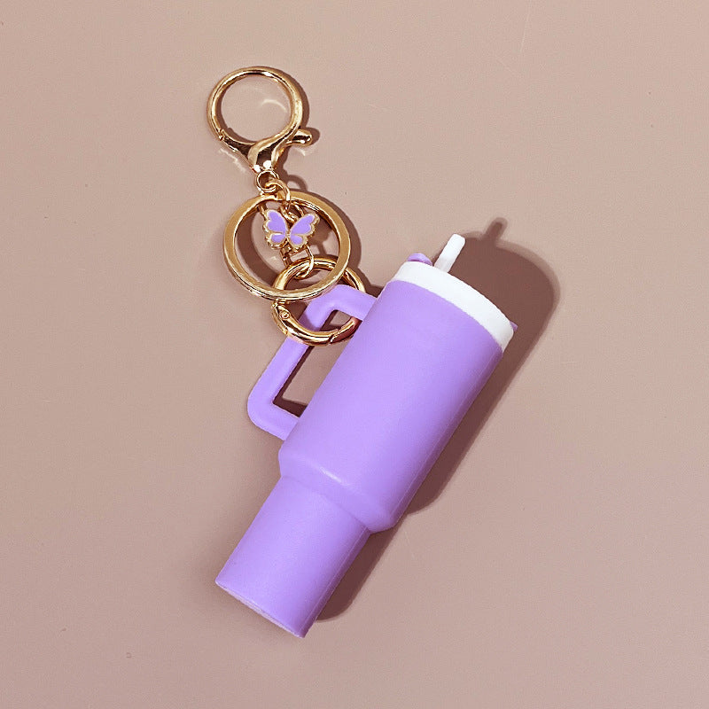 Wholesale New Butterfly Ice Cup Mini Tumbler Cup Keychains with Key Chain Pendant Can Put Lipstick Backpack Small Pendant Can Wrap