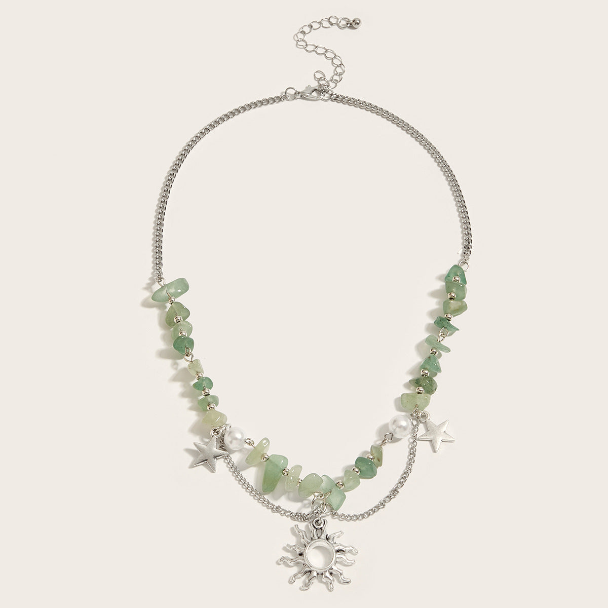 Wholesale Beaded Tassel Sun Star Necklace Colorful Irregular Gravel Collarbone Necklace