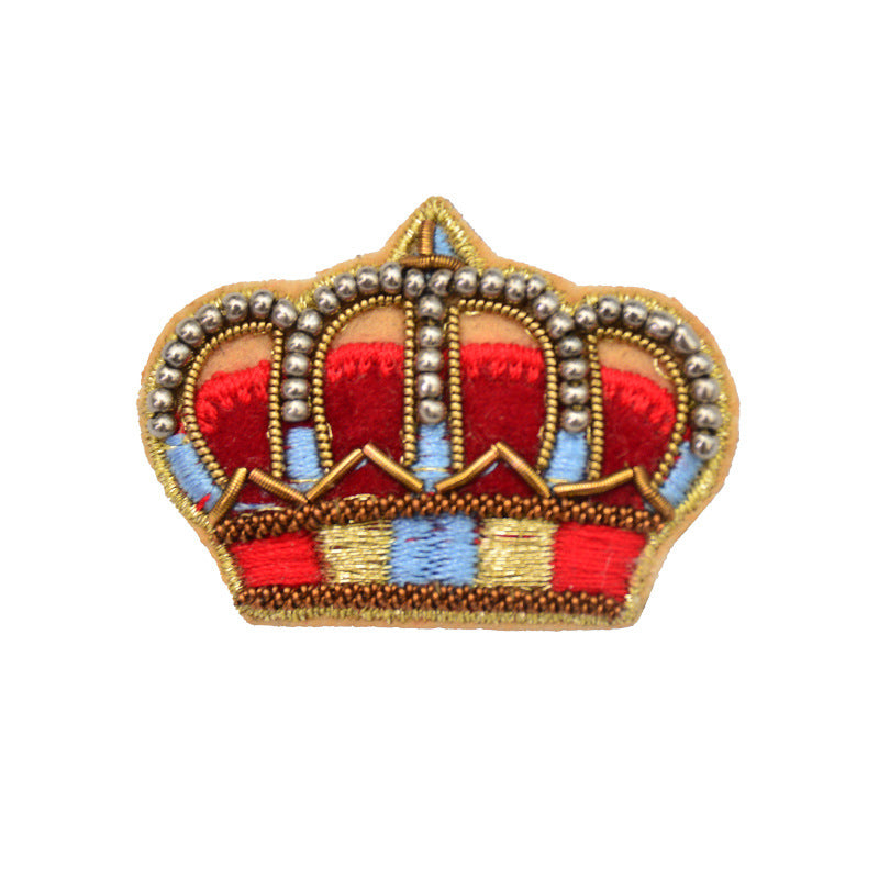 Wholesale 3pcs DIY Hand Embroidered Indian Silk Three-dimensional Crown Cloth Patch Hat Clothing Accessories FS