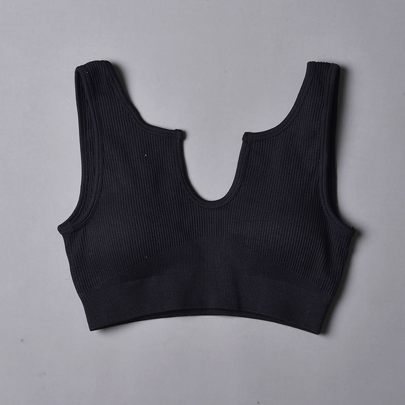 Wholesale Nylon U-neck Bra Shorts Seamless Knit Sports Yoga Suit