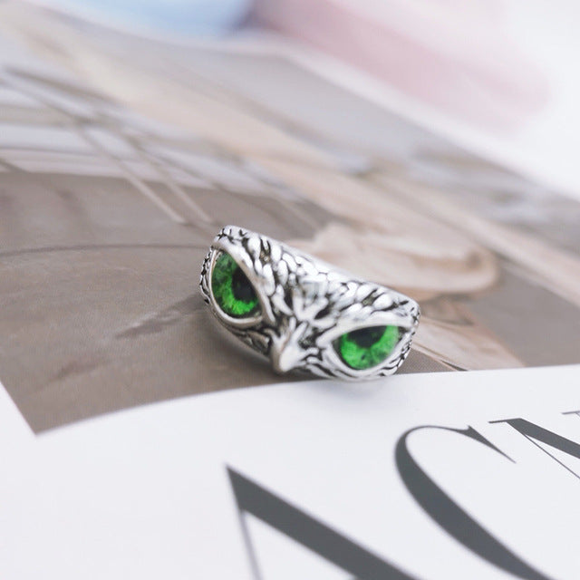 Wholesale Evil Eye Owl Retro Exaggerated Open Adjustable Ring