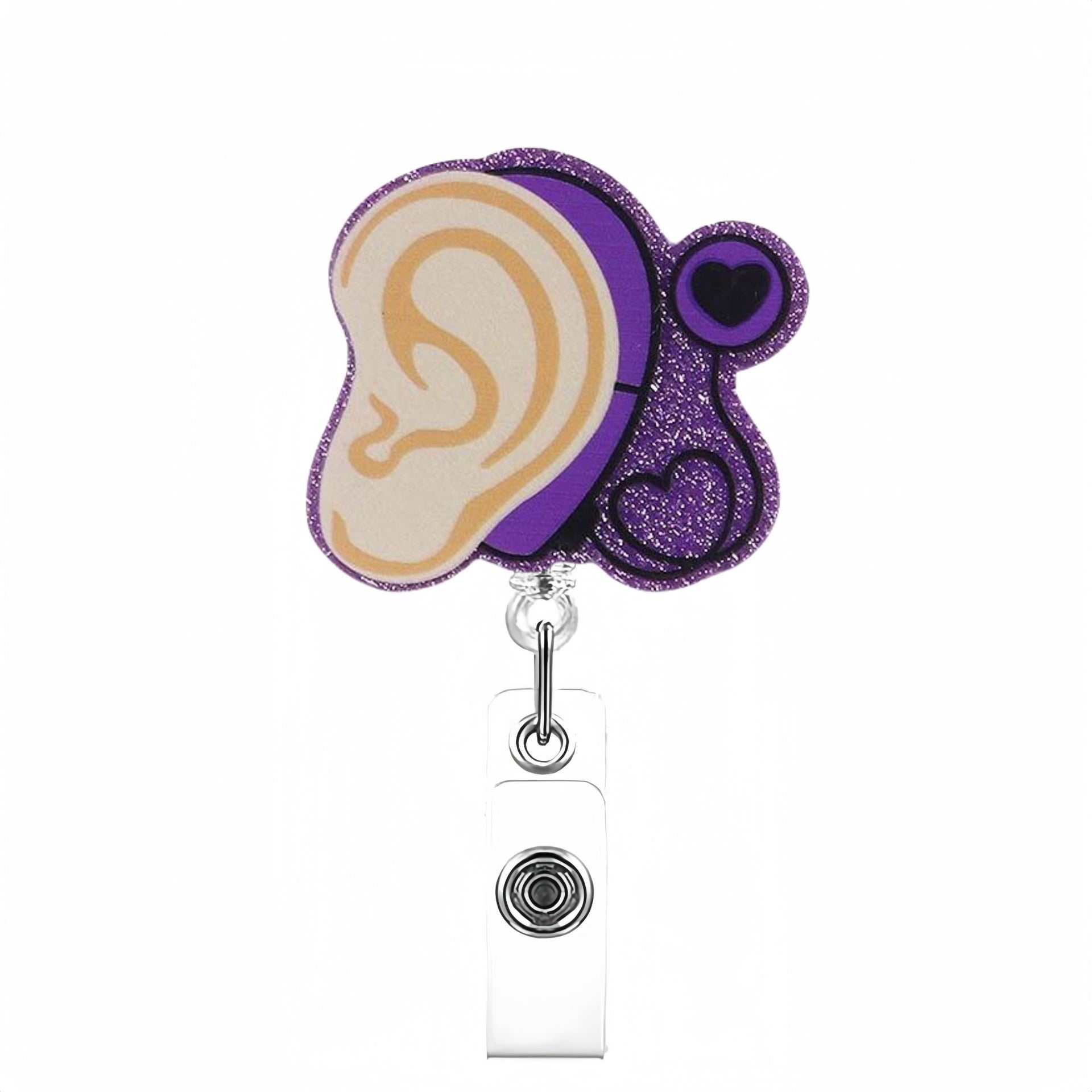 Wholesale Acrylic Creative Ear Nurse Doctor Retractable Badge Clip Keychain