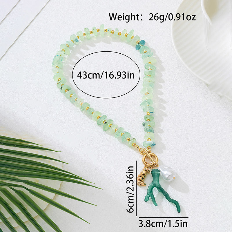 Wholesale Electroplated Alloy Handmade Woven Shell Pearl Beach Vacation Necklace Fashion Accessory For Resale