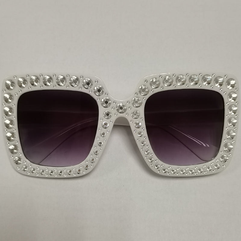 Wholesale Square Frame Diamond Retro Trendy Sunglasses