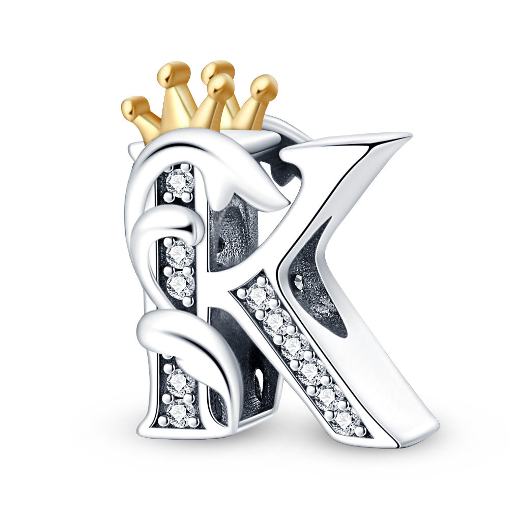 Wholesale Crown letters copper silver plated Charms