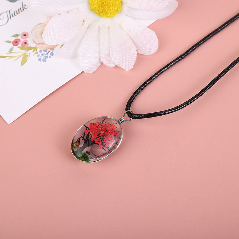 Wholesale Gypsophila Dry Flower Necklace Life Tree Plant Necklace