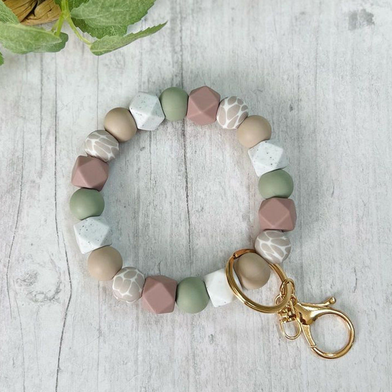 Wholesale 10pcs/pack Silicone Beaded Wrist Keychain