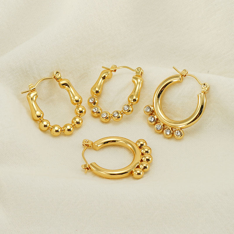 Wholesale Titanium Steel Geometric Circular Earrings