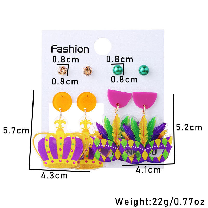Wholesale Music Carnival 4 Pair Acrylic Earrings suit