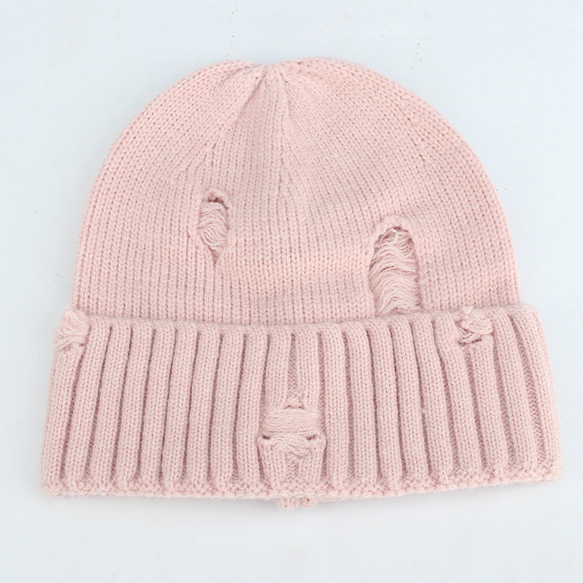 Wholesale Couple Winter Warmth Knitted Hairline Face Friendly Ear Protector Knitted Perforated Cold Hat