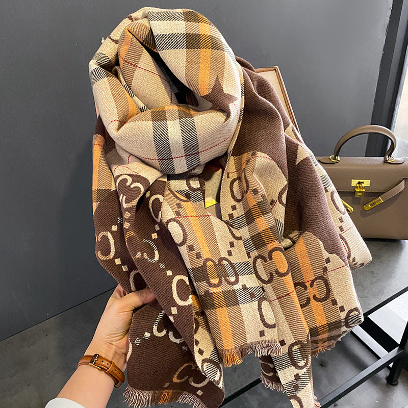 Wholesale Letter Pattern Thickened Warm Double Sided Imitation Cashmere Scarf