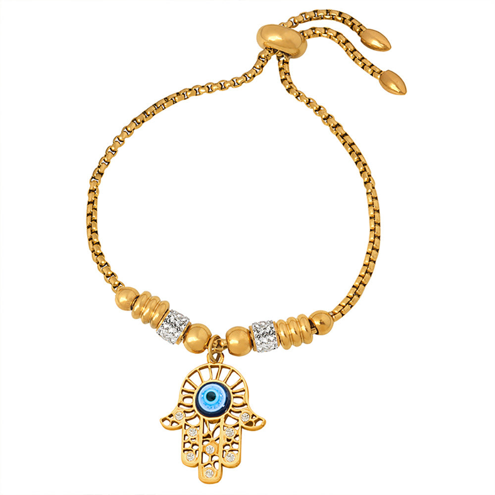 Wholesale Geometric Diamond Inlaid Titanium Steel Bracelet