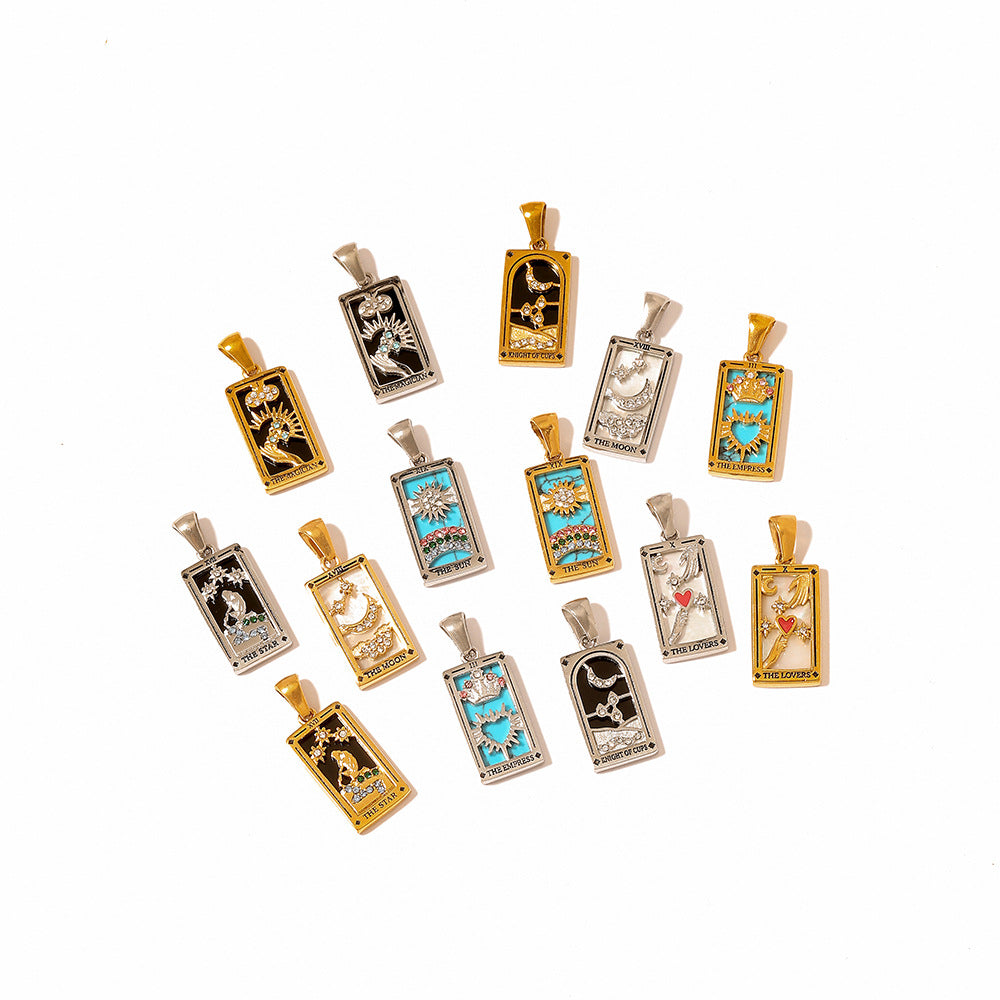 Wholesale Stainless Steel Gold Tarot Card Pendant