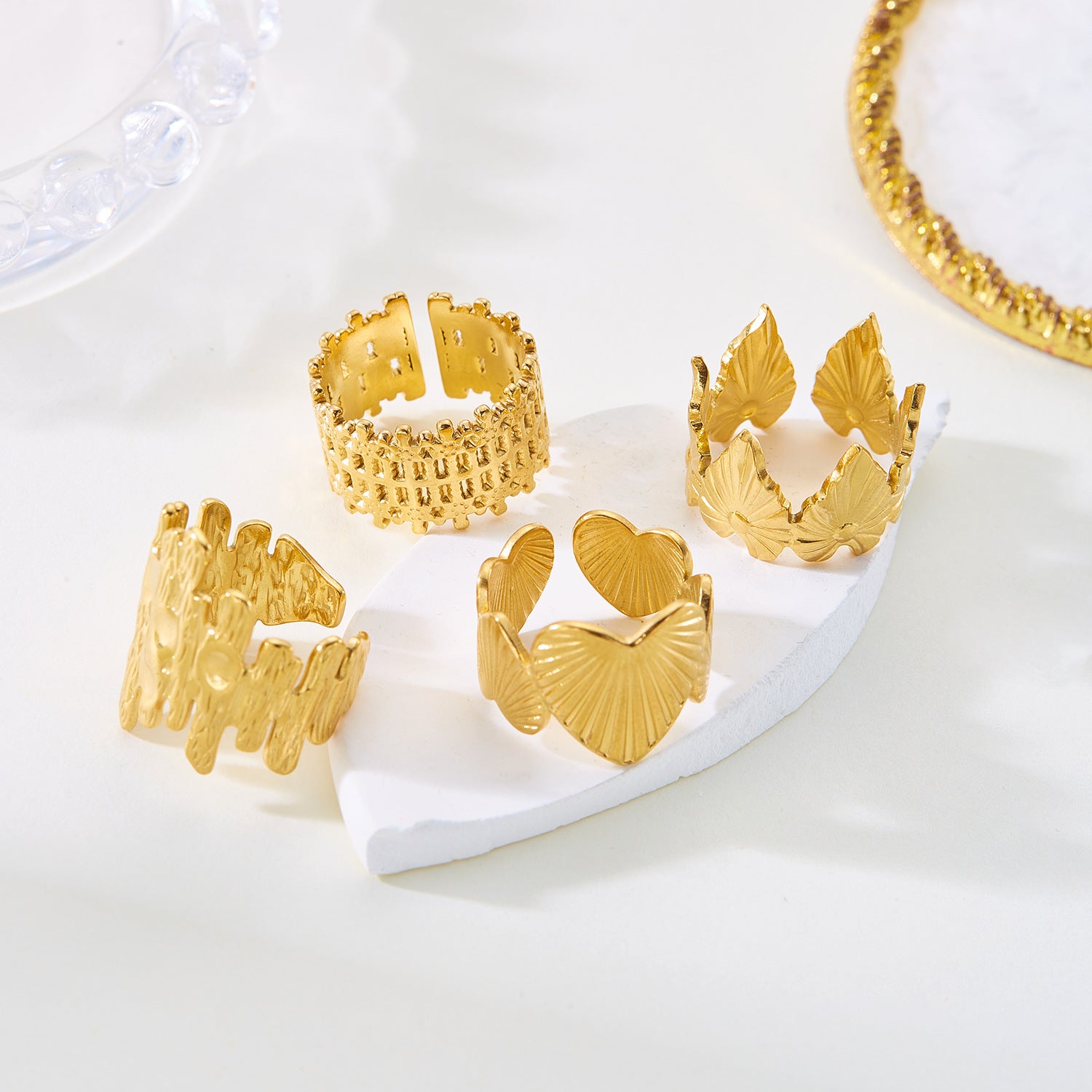 Wholesale Real gold electroplated non-fading butterfly shell starfish versatile ring