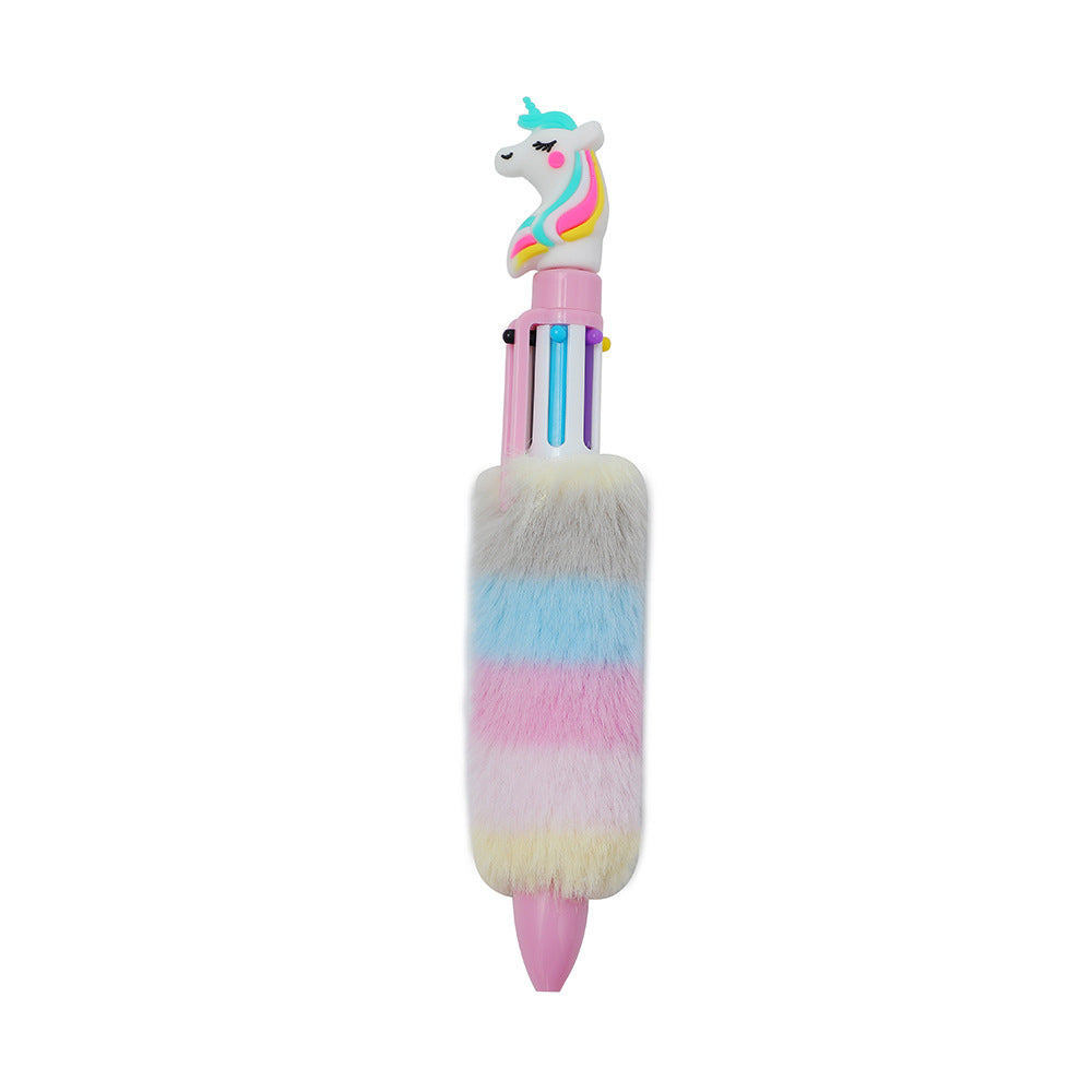 Wholesale Cartoon Unicorn Plush Six Color Click Ballpoint Pen