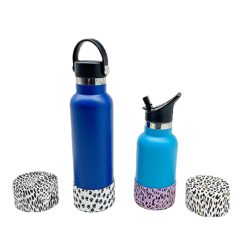 Wholesale Creative simple pattern silicone cup cover insulation film water transfer printing sports kettle space Pot Cup cover cup bottom cover for cups