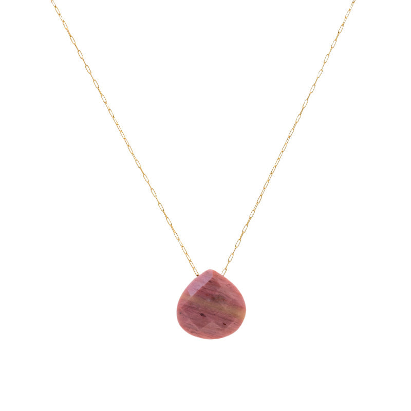 Wholesale Luxury Simple Water Drop Natural Stone Stainless Steel Necklace