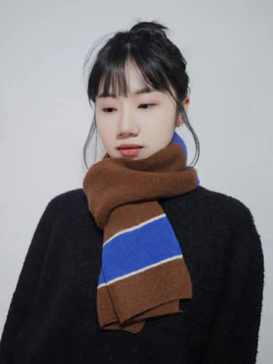 Wholesale Autumn and Winter Color Matching Striped Knitted Woolen Scarves