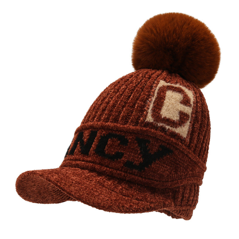 Wholesale of New Winter Plush and Warm Cute Fur Ball Wool Hats