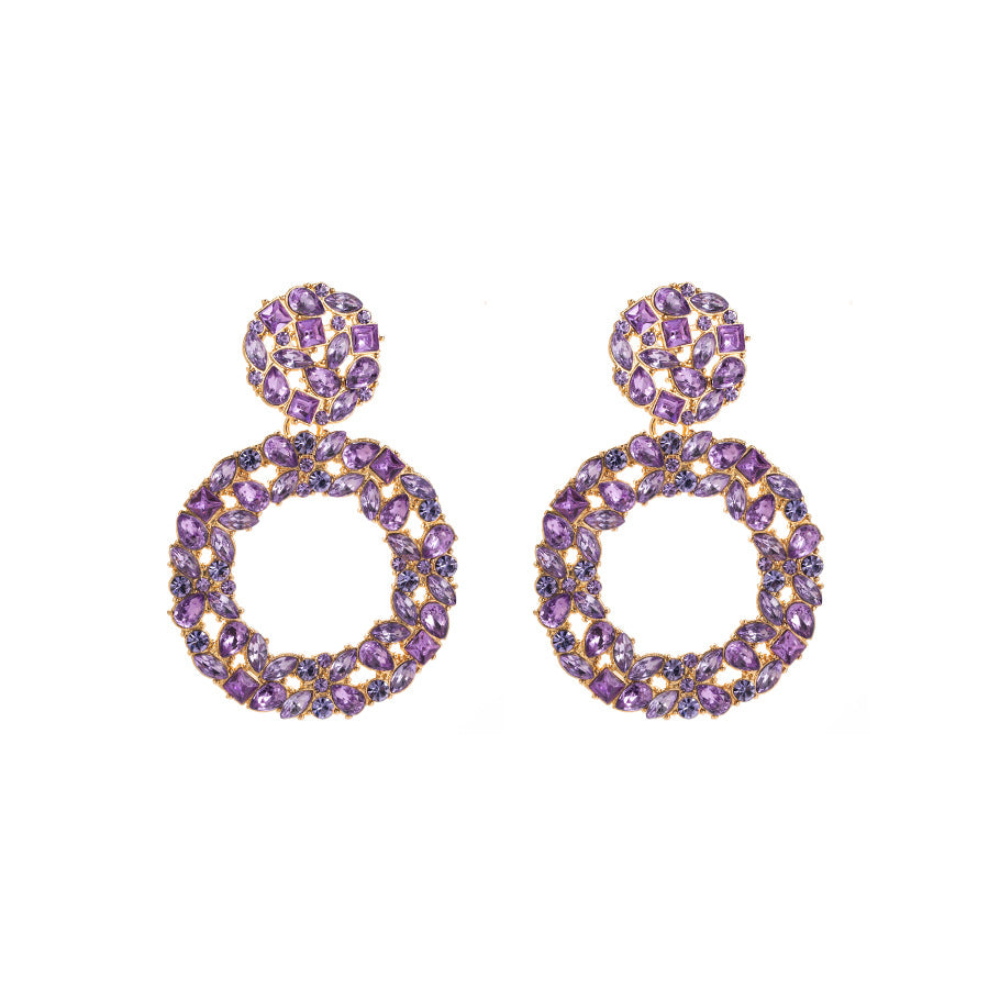 Wholesale Rhinestone Geometric Earrings Trendy Round Multi Layer Drop Earrings For Women Chic Party Jewelry Accessory