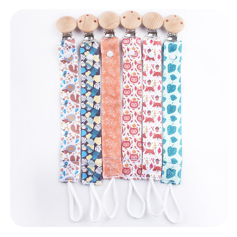 Wholesale Baby Products Round Head Beech Wood Removable Long Cloth Strip Silicone Teether