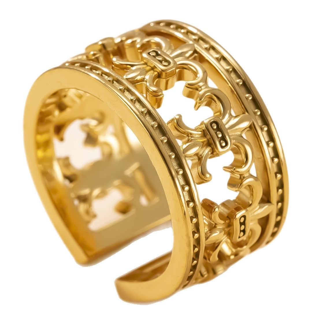 Wholesale Stainless steel punk style ring hollow cross titanium steel ring