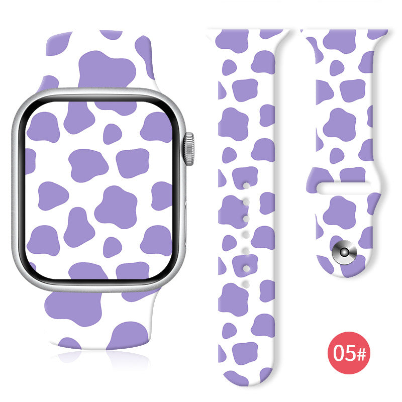 Wholesale Cow Color Block Silicone Printing Watch Strap