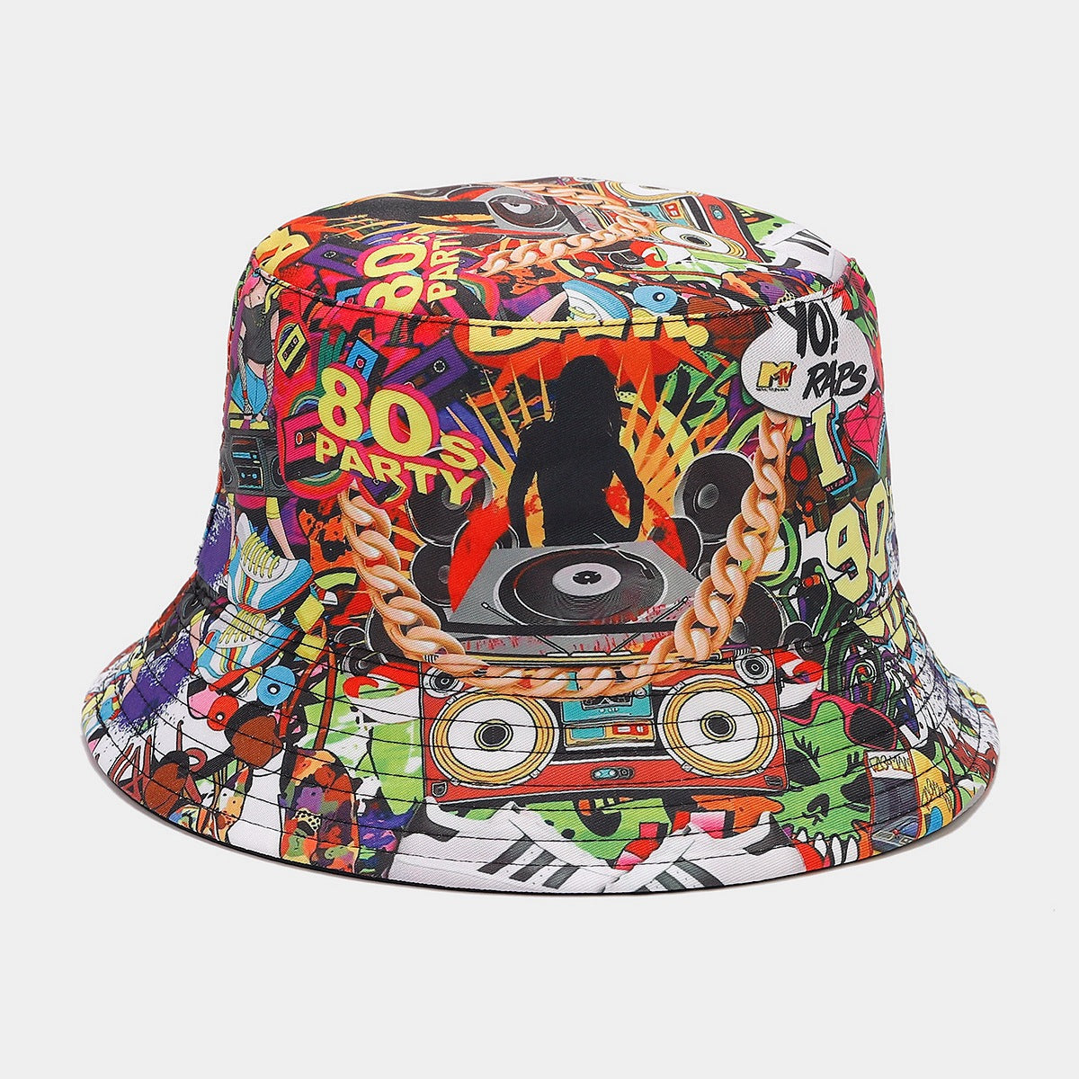 Wholesale  classic 80 90party fisherman hat men's and women's fashion positioning graffiti double-sided basin hat tide