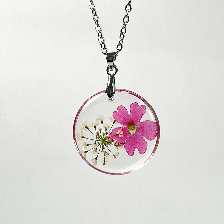 Wholesale 6pcs Natural Plant Specimen Dried Flower Necklace
