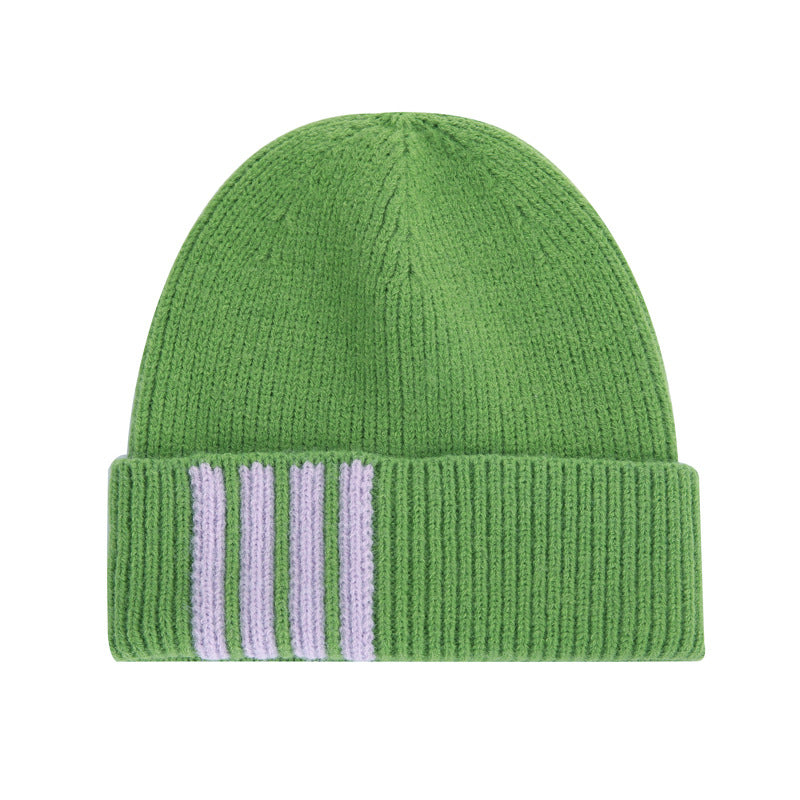 Wholesale Knitted Hat Simple Striped Woolen Hat