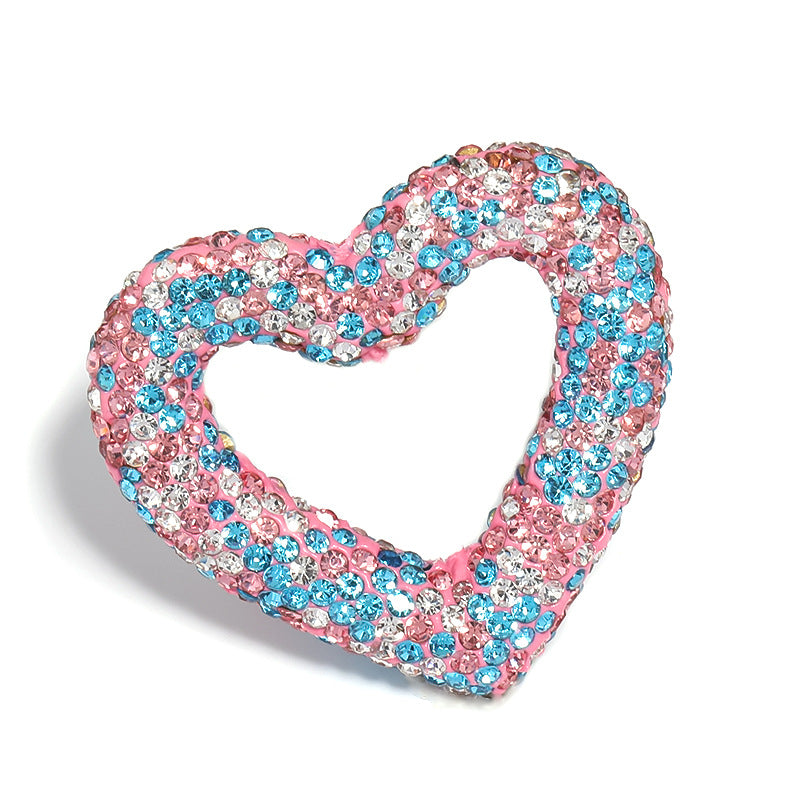 Wholesale 10pcs Rhinestone Colored Hollow Love Clay Beads Heavy Industry Cute Beads DIY