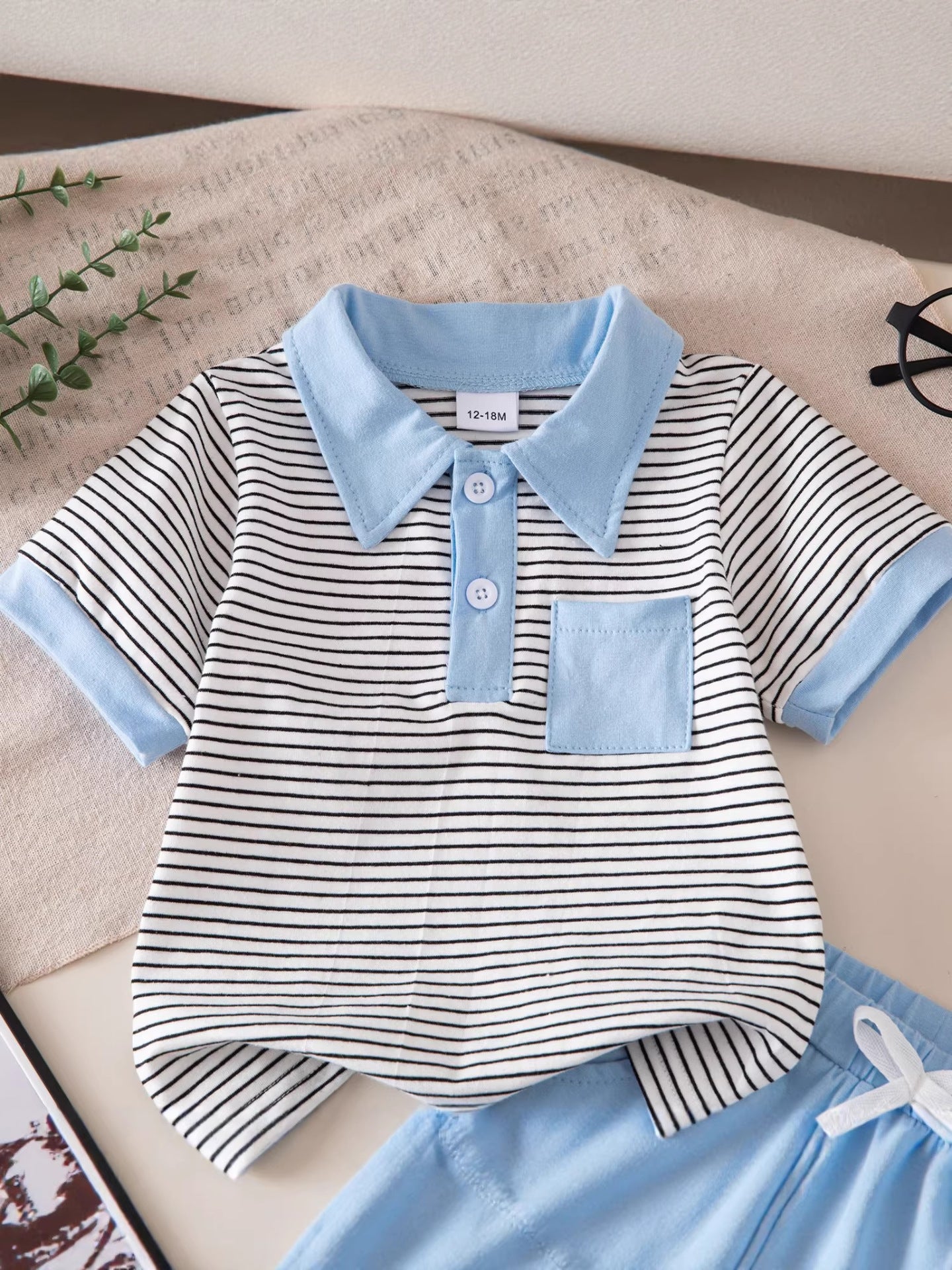 Wholesale Stylish Boys Summer Striped Short Sleeve Top And Shorts Set Everyday Casual Outfit For Kids 3 8 Gift Resale