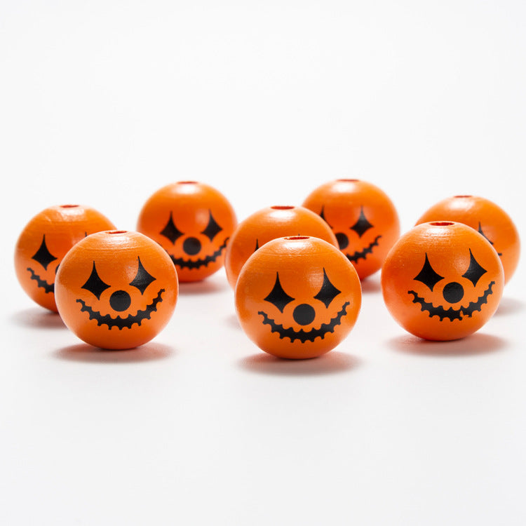Wholesale 10pcs Halloween Colorful Pattern Wooden Beads