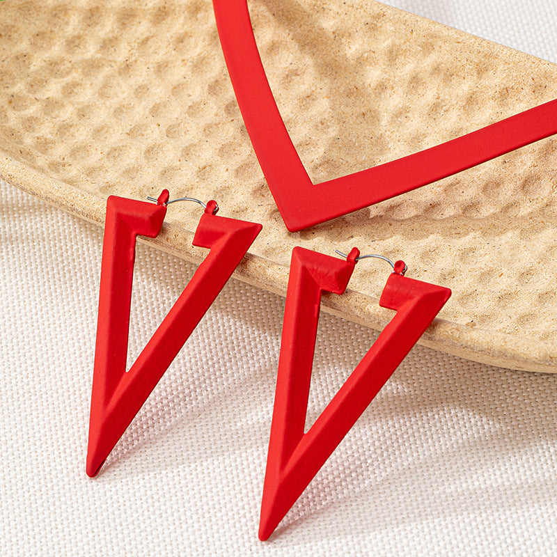 Wholesale Stylish Geometric Triangle Drop Earrings Alloy Electroplated Long Earrings Party Jewelry Accessory For Boutique Resale