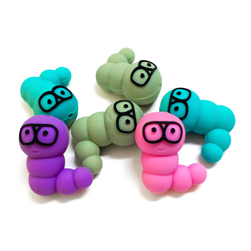 Wholesale 10pcs Colorful caterpillar 3D Focal Beads