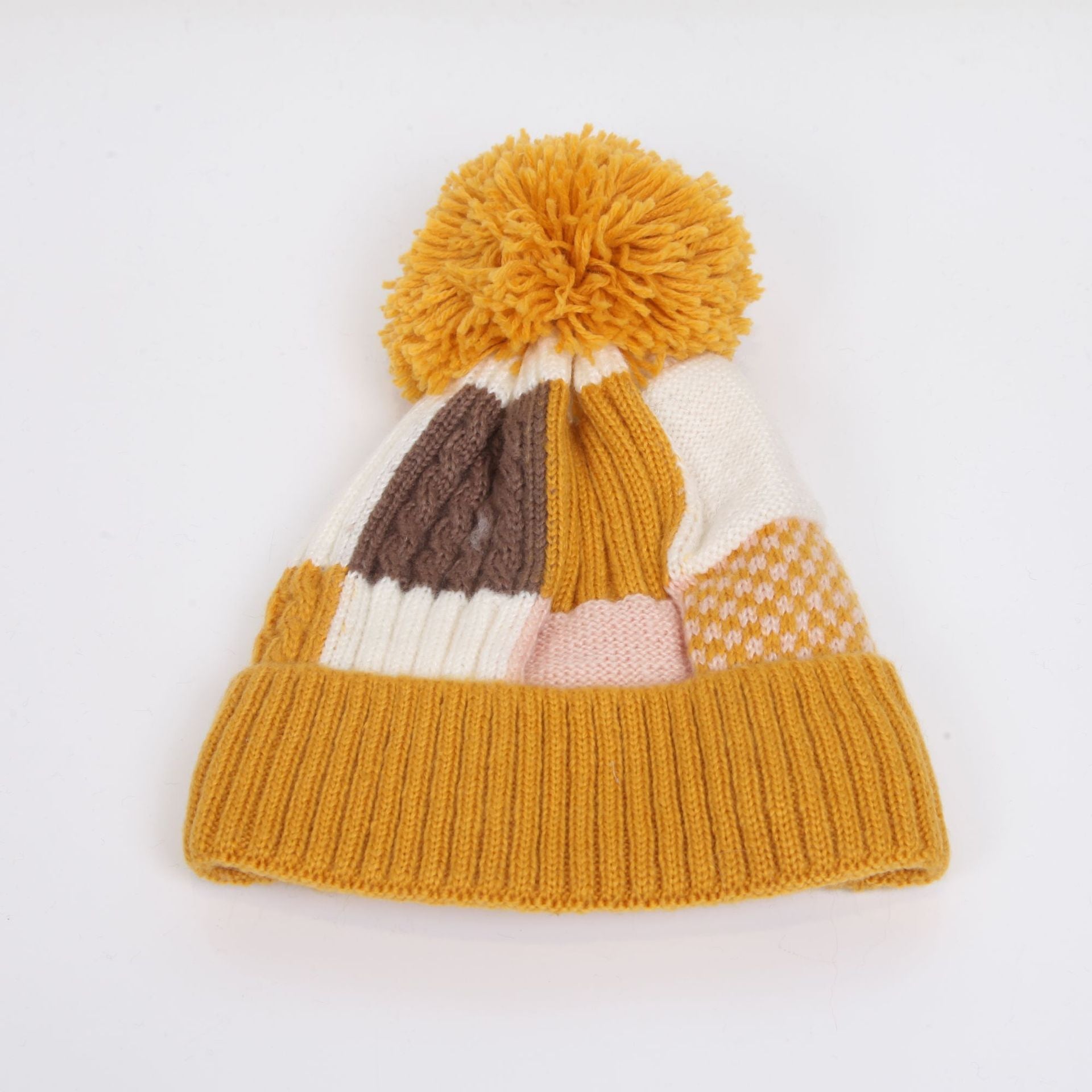 Wholesale Square Plaid Wool Ball Beanie