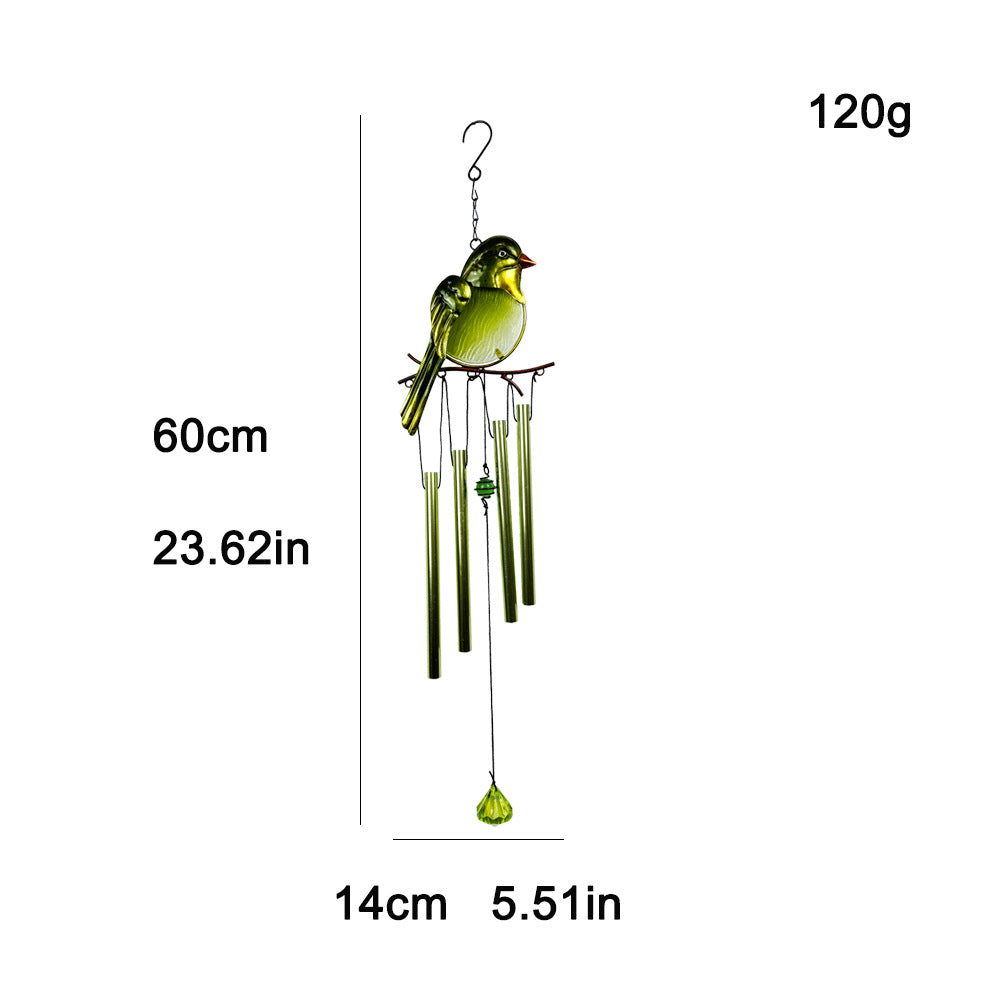 Wholesale Metal wrought iron wind chime glass painted pendant