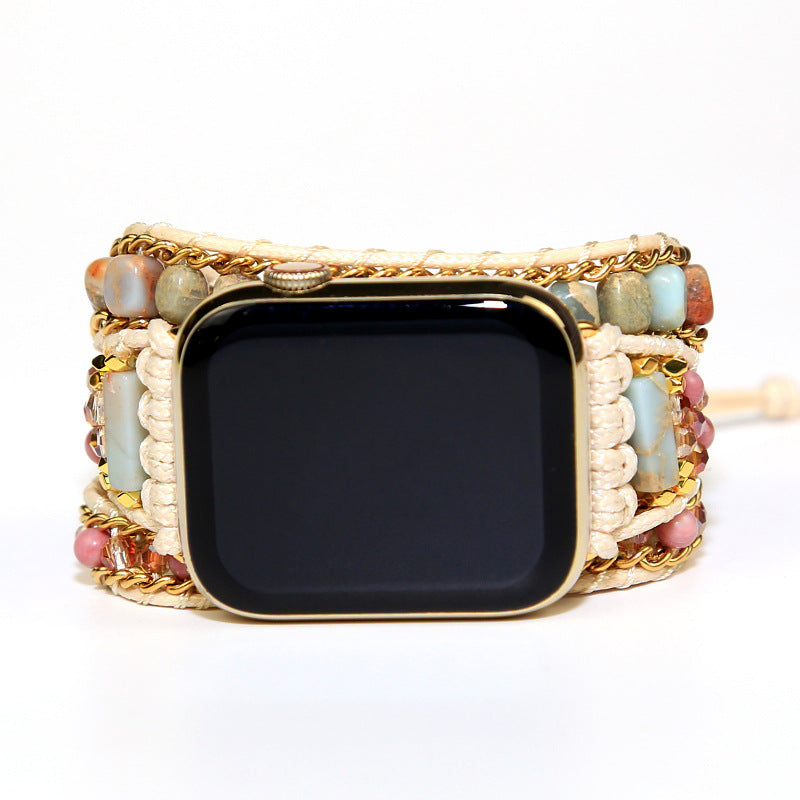 卸売寿山石混合多層ヴィンテージチェーン樹脂織ブレスレット