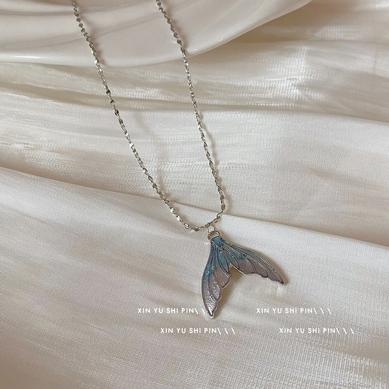 Wholesale Colorful blue and purple fishtail necklace