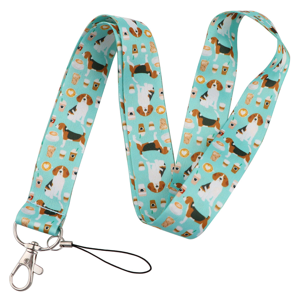 Wholesale Puppy Dog Paw Print Card Holder Webbing Polyester Lanyard Keychain