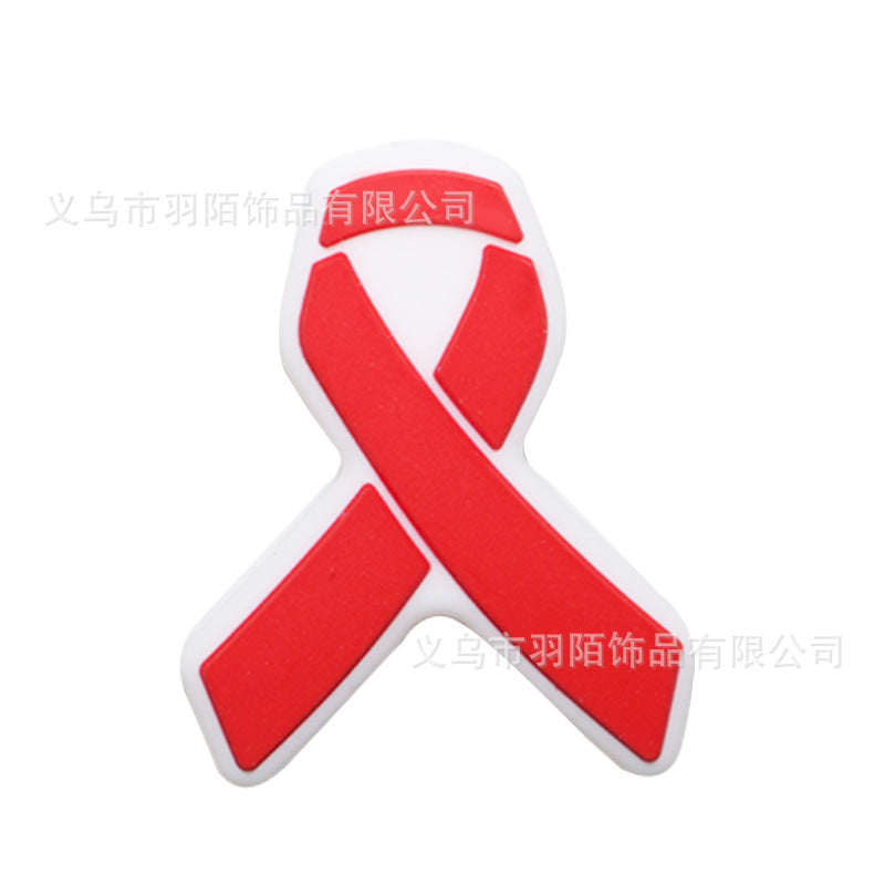 Wholesale 20pcs Cartoon Ribbon Publicity Prevention Awareness Warning Badge Silicone Beads