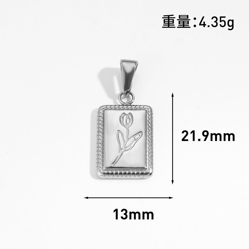 Wholesale 10pcs Retro flower heart-shaped hollow geometric stainless steel pendant