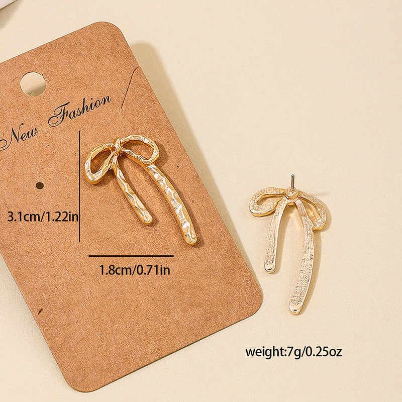 wholesale new INS metal style simple hollow bow earrings