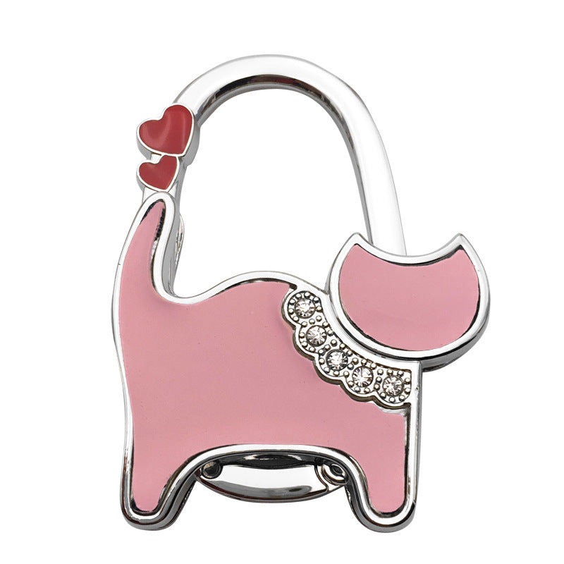 Wholesale Two-hearted Cat Bag Hanger Folding Table Lady Bag Hook
