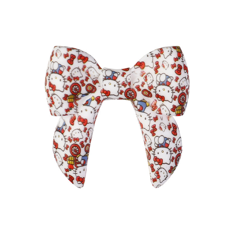 Wholesale  20pcs Bow Print 3D Silicone Bow Focal Beads Beaded Jewelry