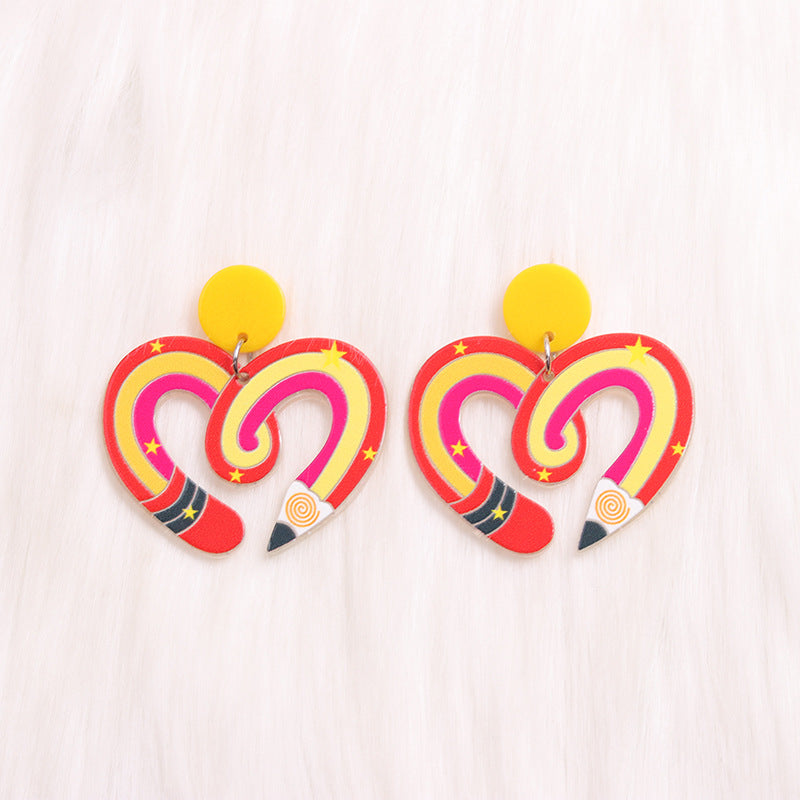 Wholesale Valentine's Day Leather Jacket Acrylic Earrings
