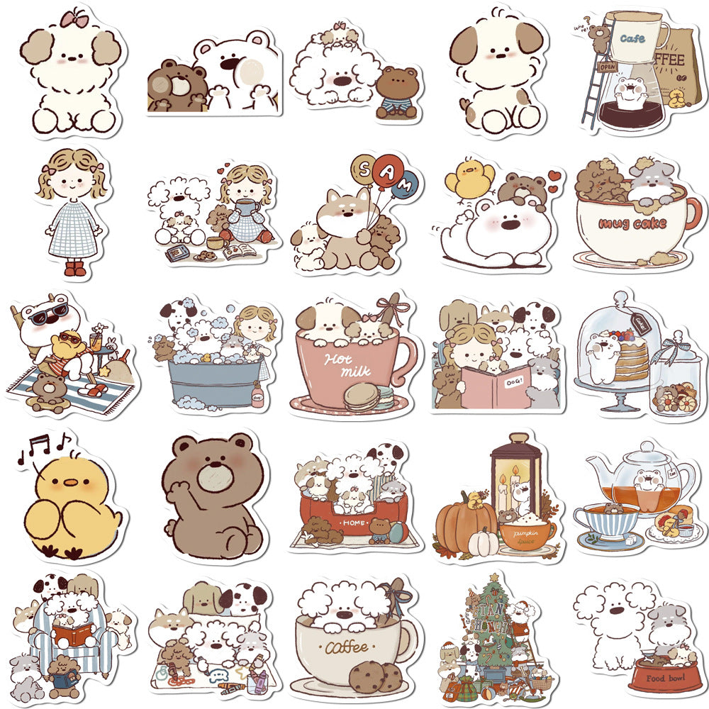 Wholesale 50pcs cartoon image healing bear and dog waterproof vinyl stickers